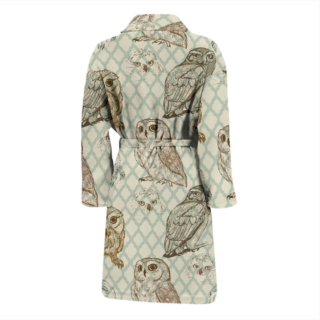 Owl Pattern Print Design A03 Men Bathrobe-JORJUNE.COM