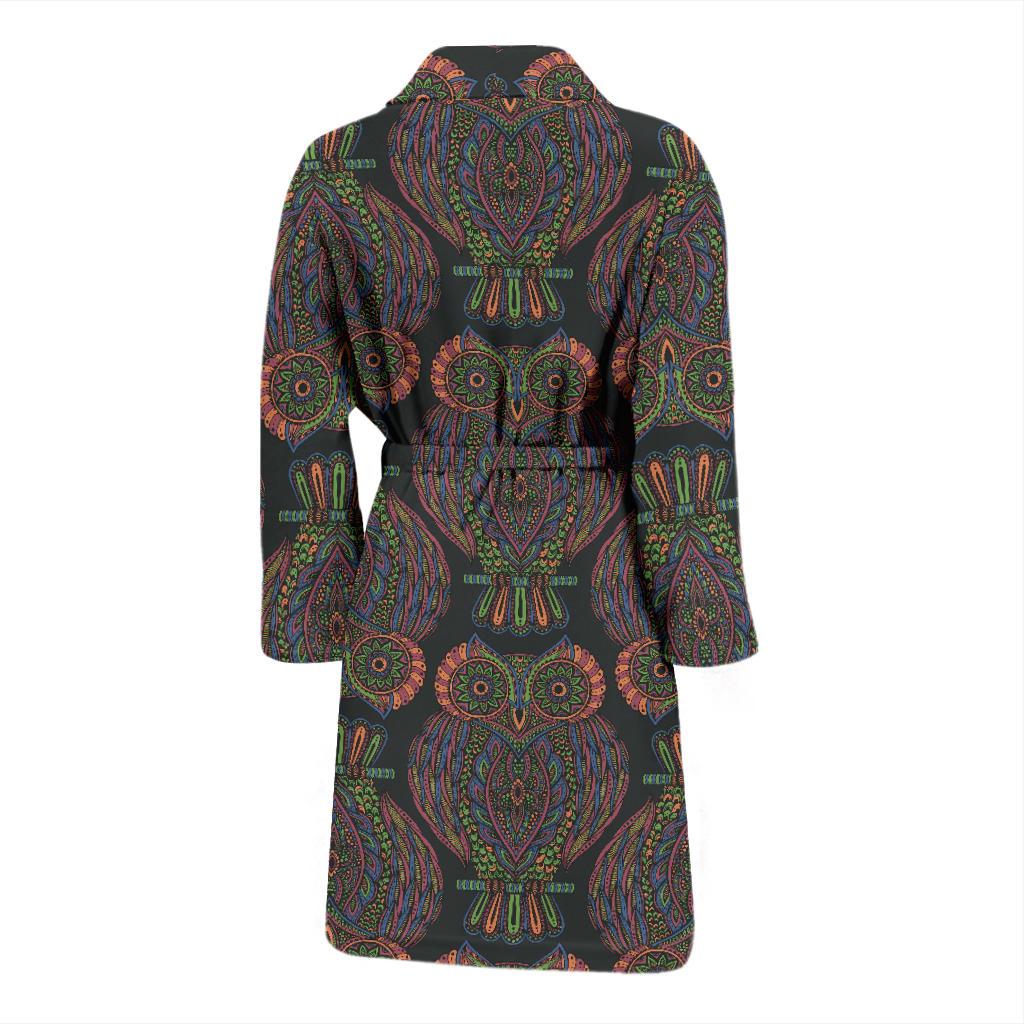Owl Pattern Print Design A05 Men Bathrobe-JORJUNE.COM