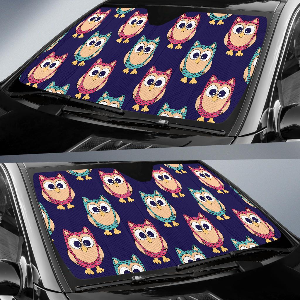 Owl Pattern Print Design A06 Car Sun Shades-JORJUNE.COM