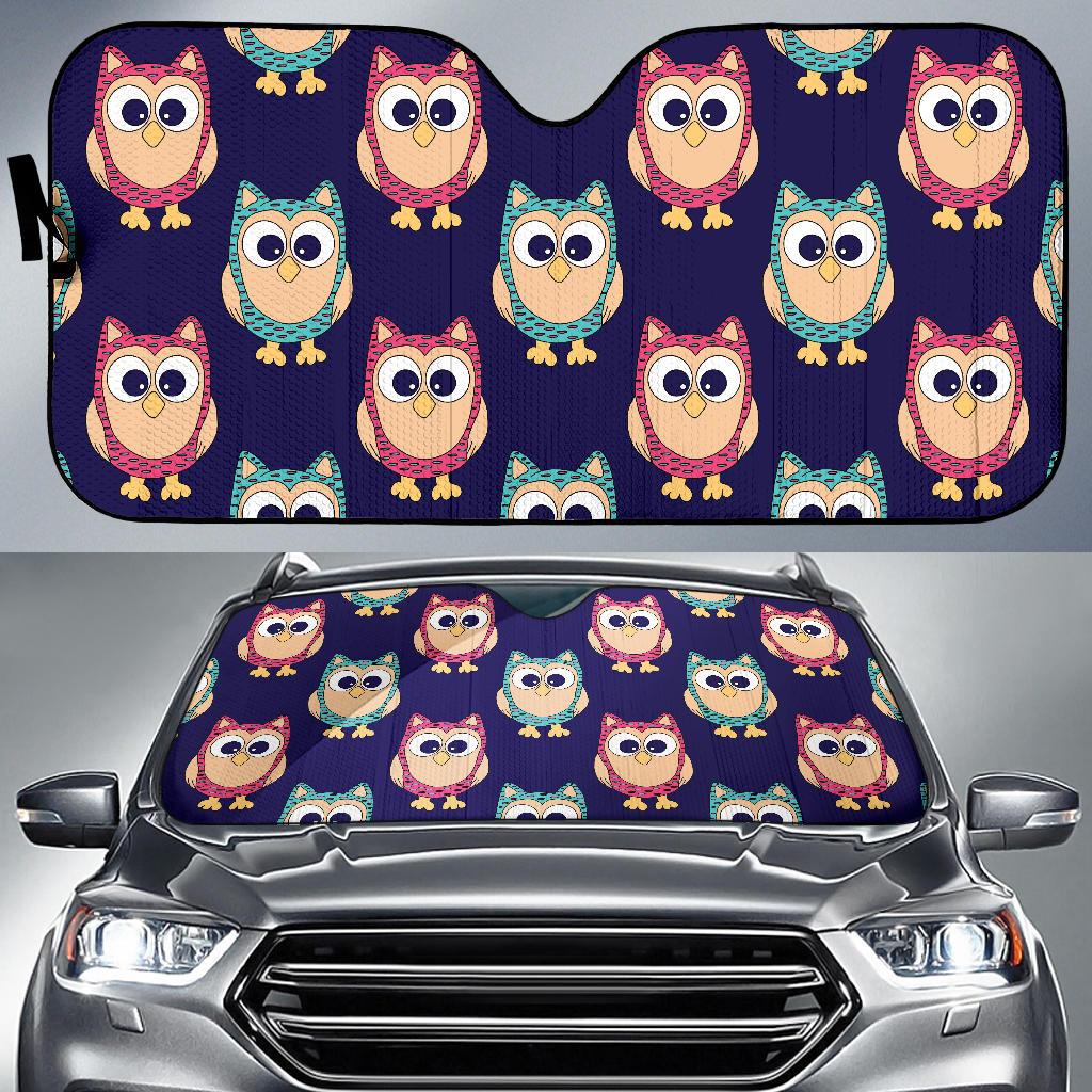 Owl Pattern Print Design A06 Car Sun Shades-JORJUNE.COM