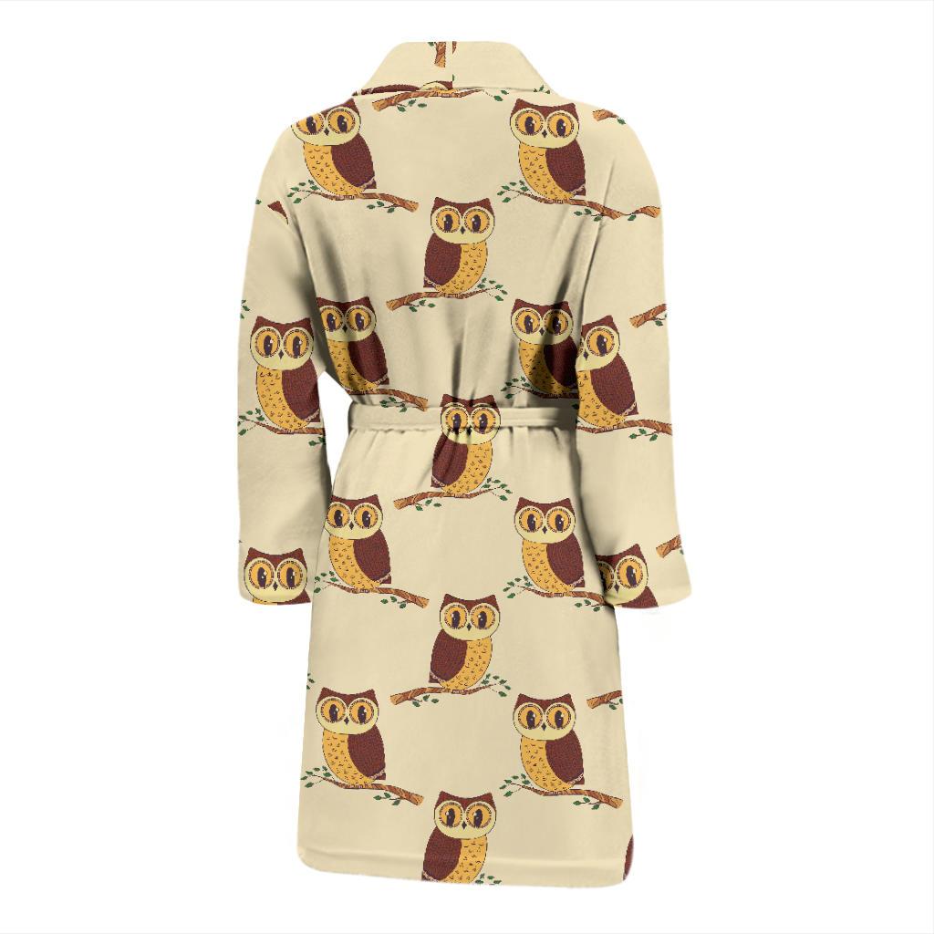 Owl Pattern Print Design A07 Men Bathrobe-JORJUNE.COM