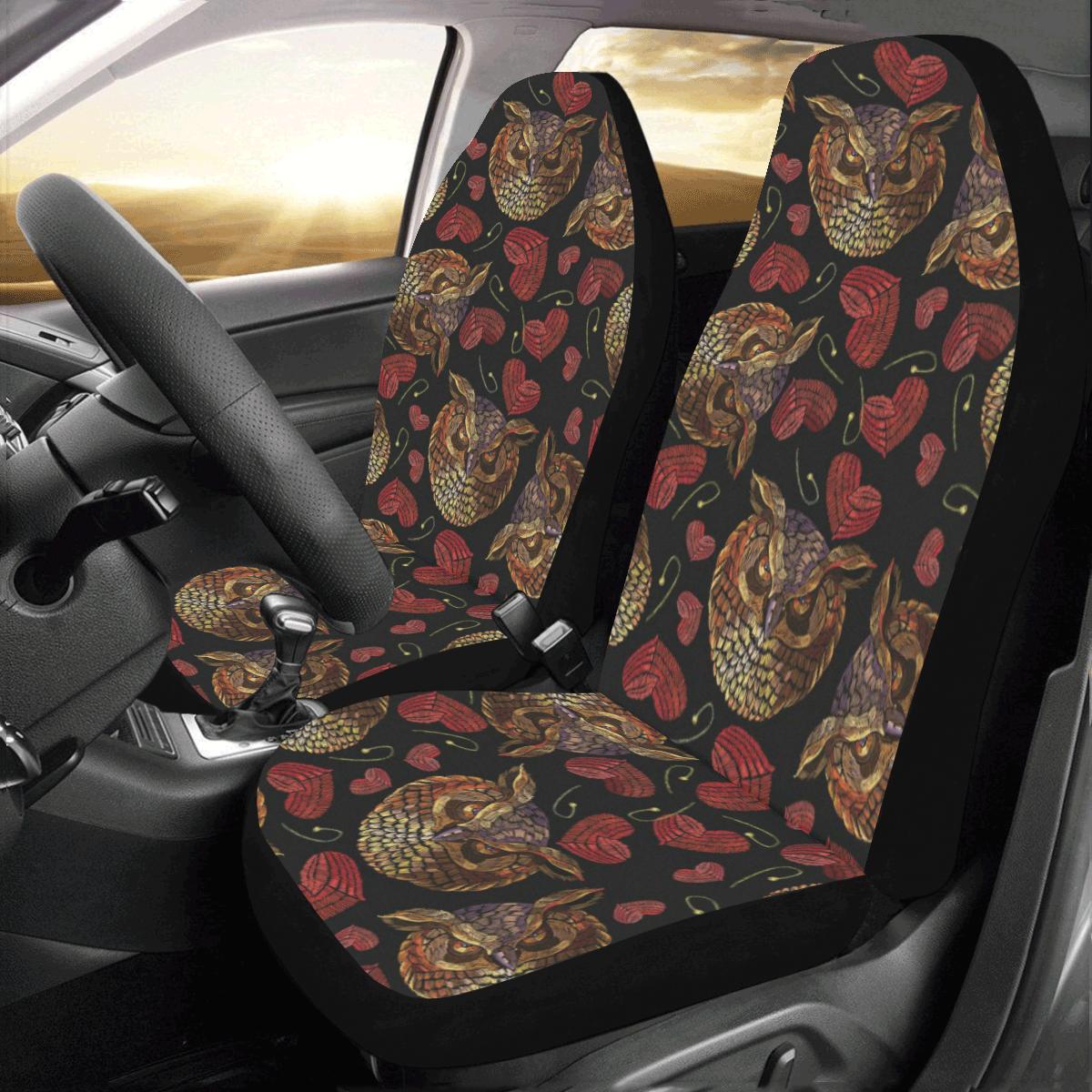 Owl Pattern Print Design A08 Car Seat Covers (Set of 2)-JORJUNE.COM