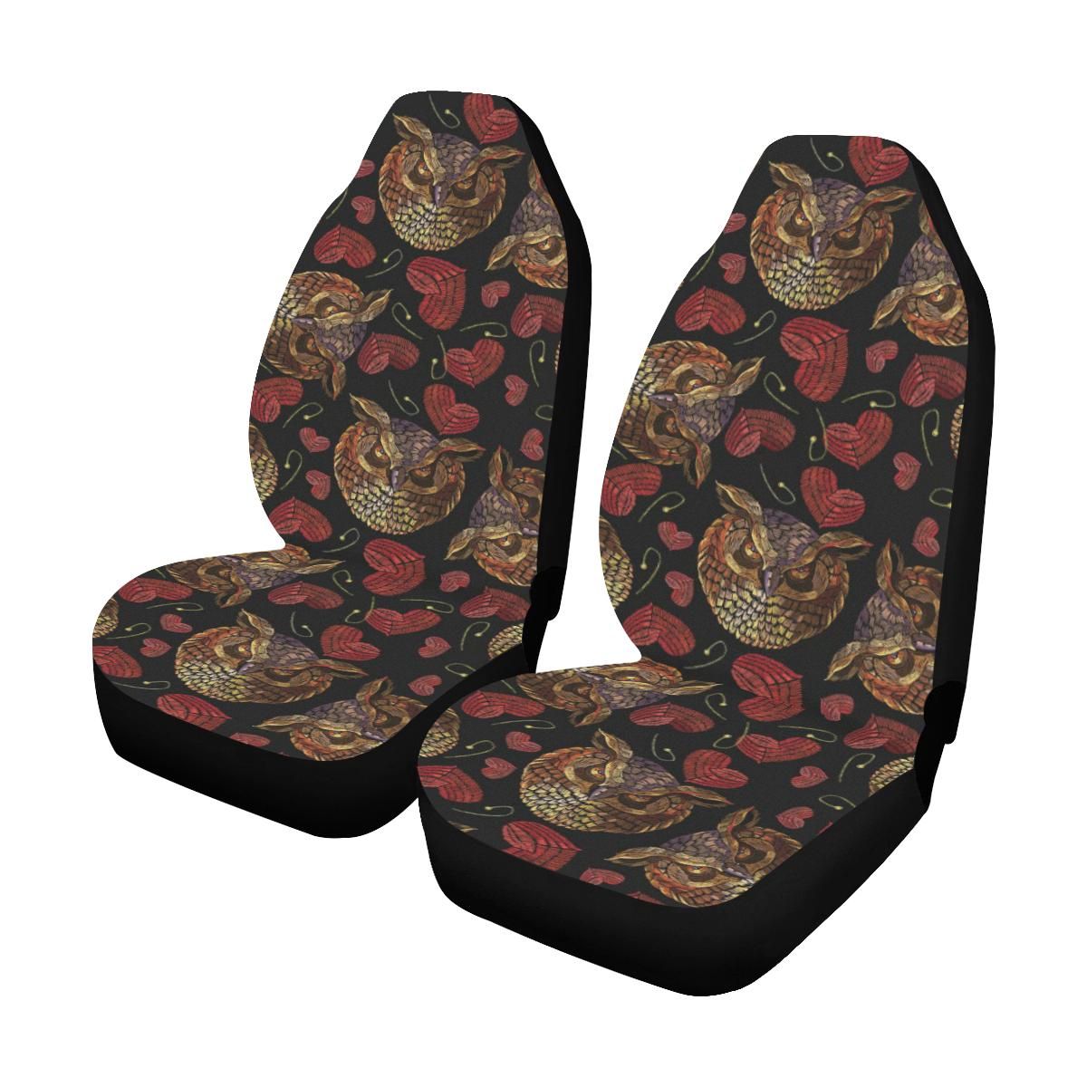 Owl Pattern Print Design A08 Car Seat Covers (Set of 2)-JORJUNE.COM