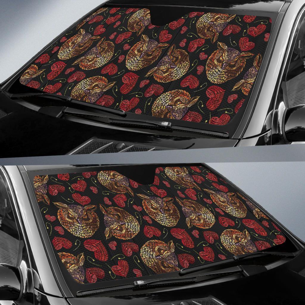 Owl Pattern Print Design A08 Car Sun Shades-JORJUNE.COM