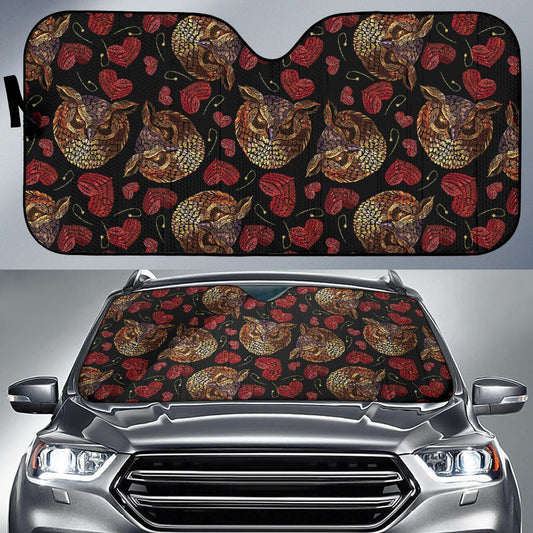 Owl Pattern Print Design A08 Car Sun Shades-JORJUNE.COM