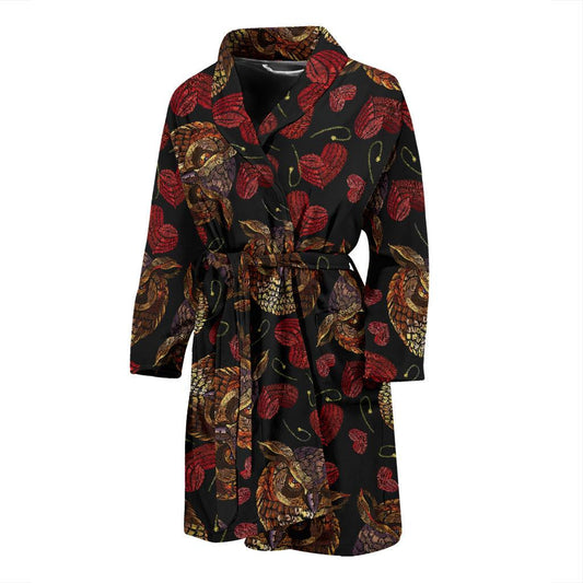 Owl Pattern Print Design A08 Men Bathrobe-JORJUNE.COM