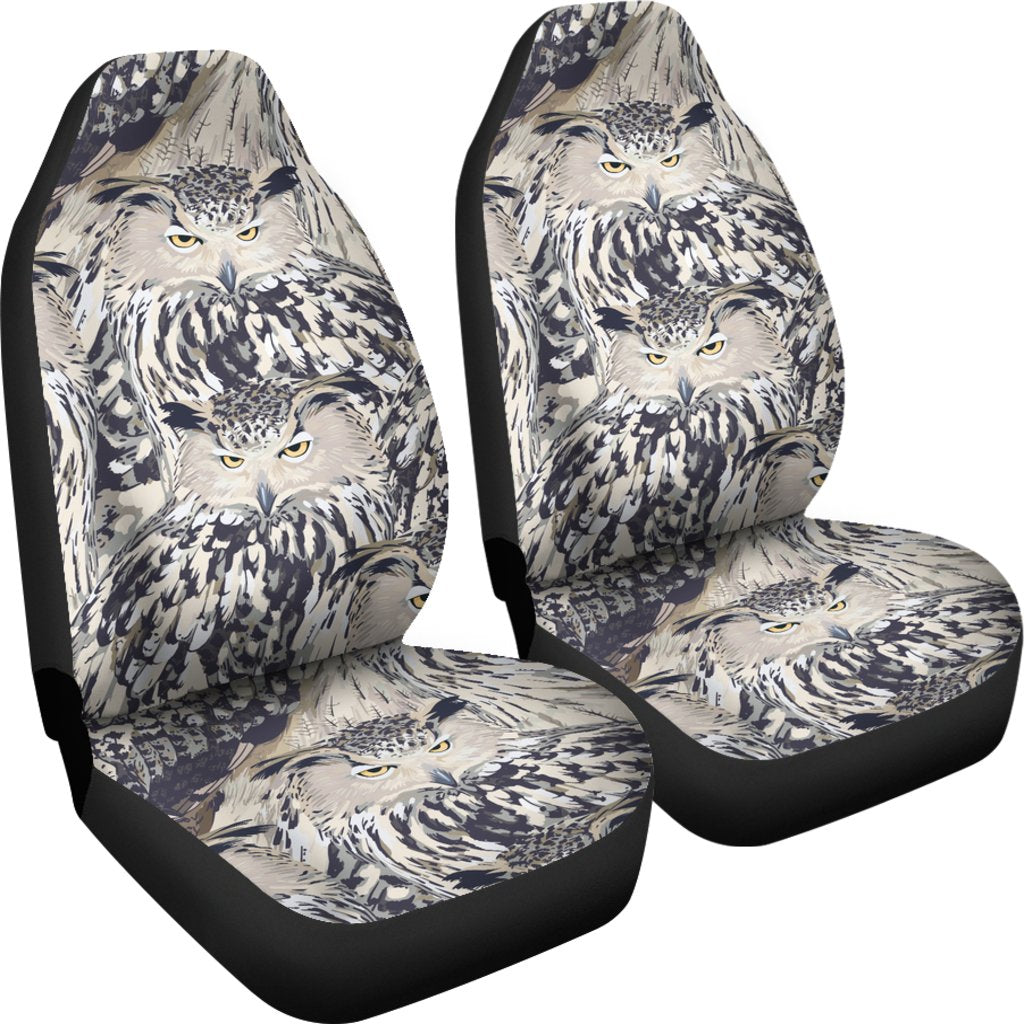 Owl Realistic Themed Design Print Universal Fit Car Seat Covers-JorJune