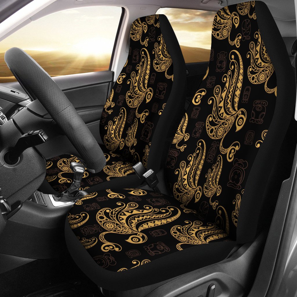 Owl Tribal Polynesian Design Print Universal Fit Car Seat Covers-JorJune