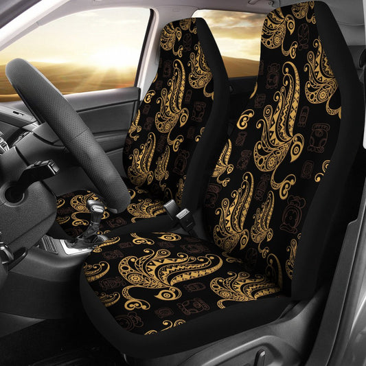 Owl Tribal Polynesian Design Print Universal Fit Car Seat Covers-JorJune