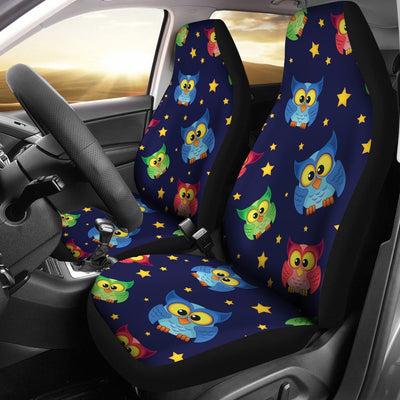 Owl With Star Themed Design Print Universal Fit Car Seat Covers-JorJune