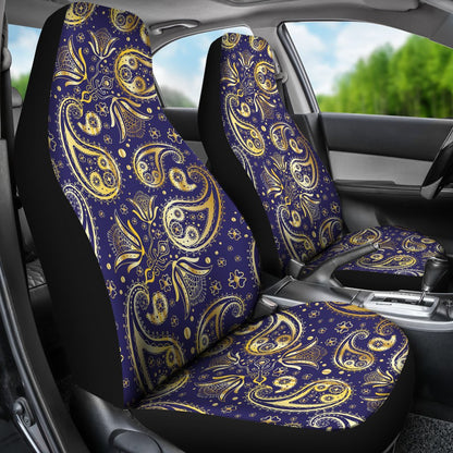 Paisley Blue Yellow Design Print Universal Fit Car Seat Covers