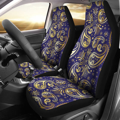 Paisley Blue Yellow Design Print Universal Fit Car Seat Covers