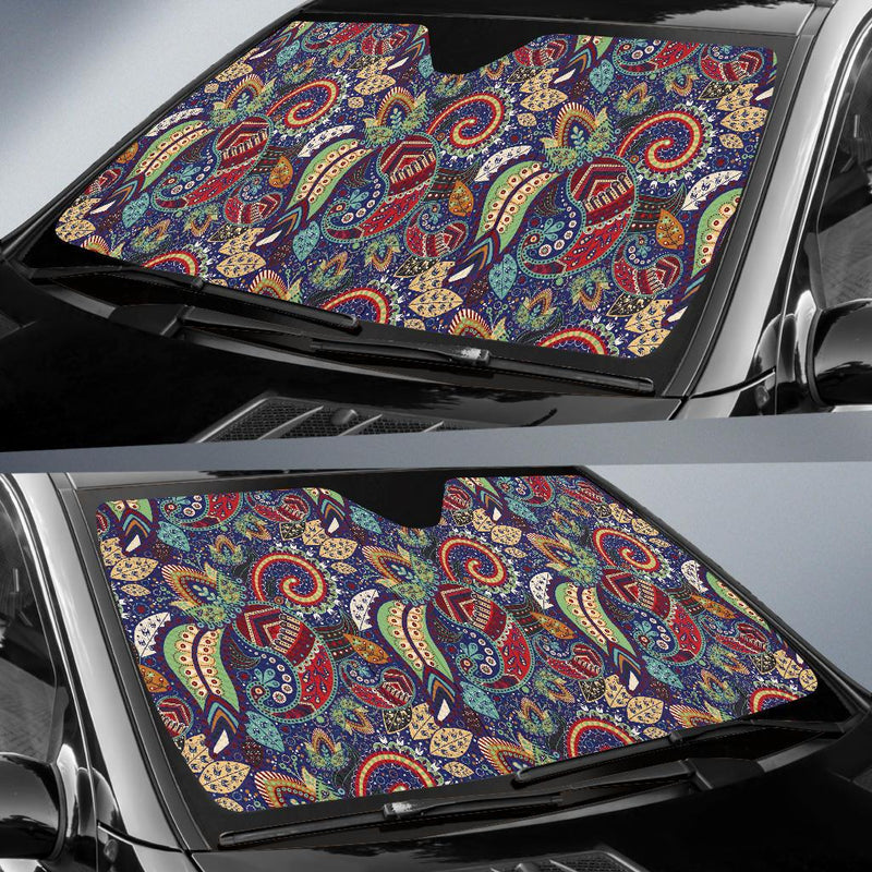 Paisley Boho Pattern Print Design A03 Car Sun Shades-JORJUNE.COM