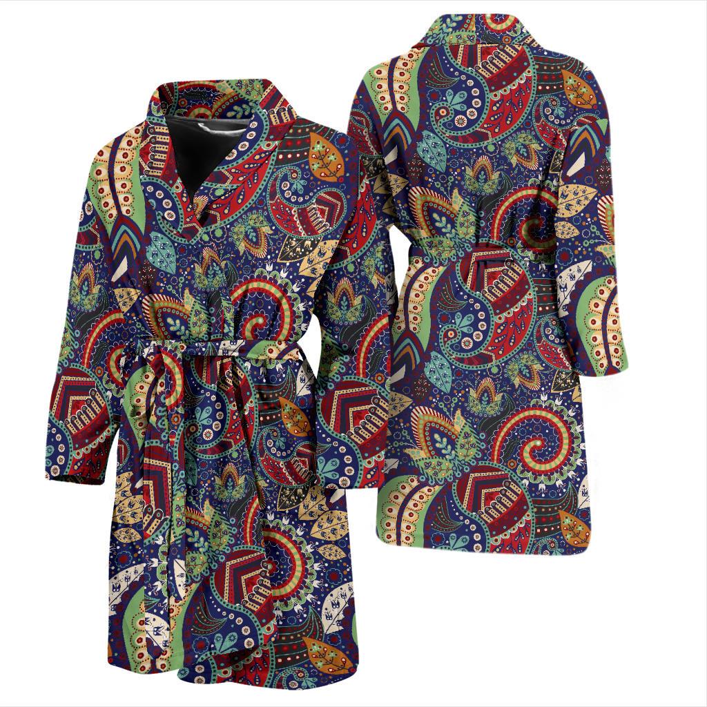 Paisley Boho Pattern Print Design A03 Men Bathrobe-JORJUNE.COM