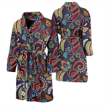 Paisley Boho Pattern Print Design A03 Men Bathrobe-JORJUNE.COM