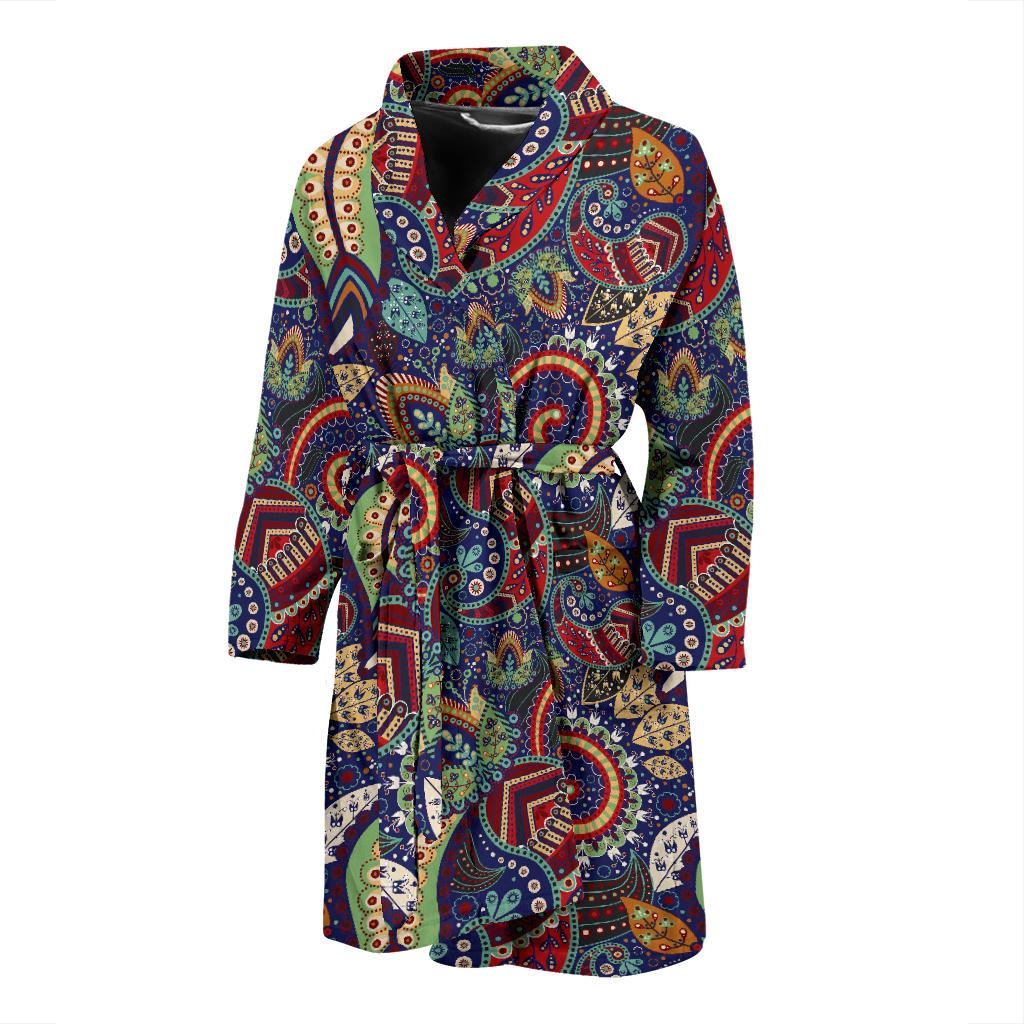 Paisley Boho Pattern Print Design A03 Men Bathrobe-JORJUNE.COM