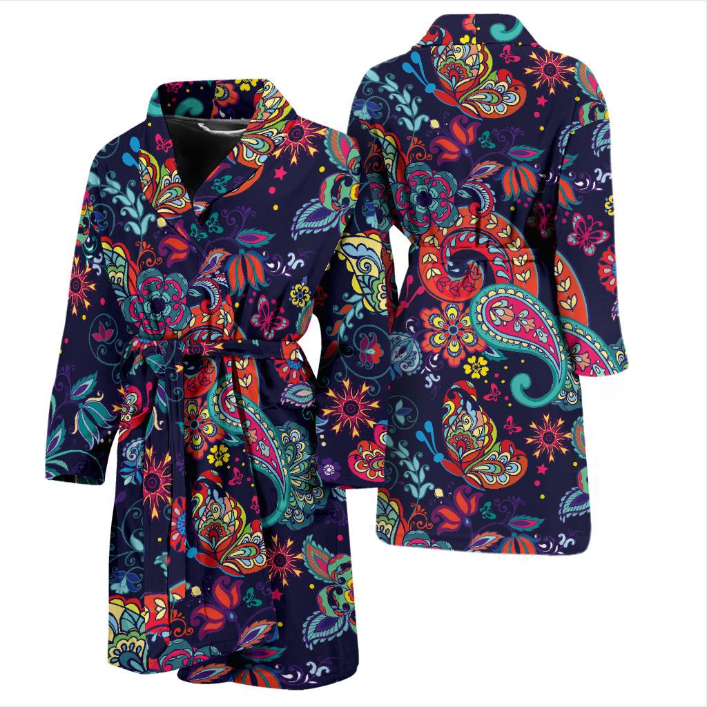 Paisley Boho Pattern Print Design A06 Men Bathrobe-JORJUNE.COM