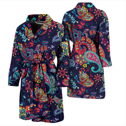 Paisley Boho Pattern Print Design A06 Men Bathrobe-JORJUNE.COM