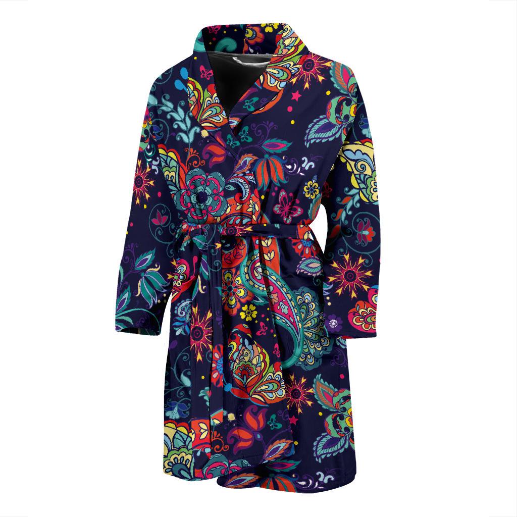 Paisley Boho Pattern Print Design A06 Men Bathrobe-JORJUNE.COM