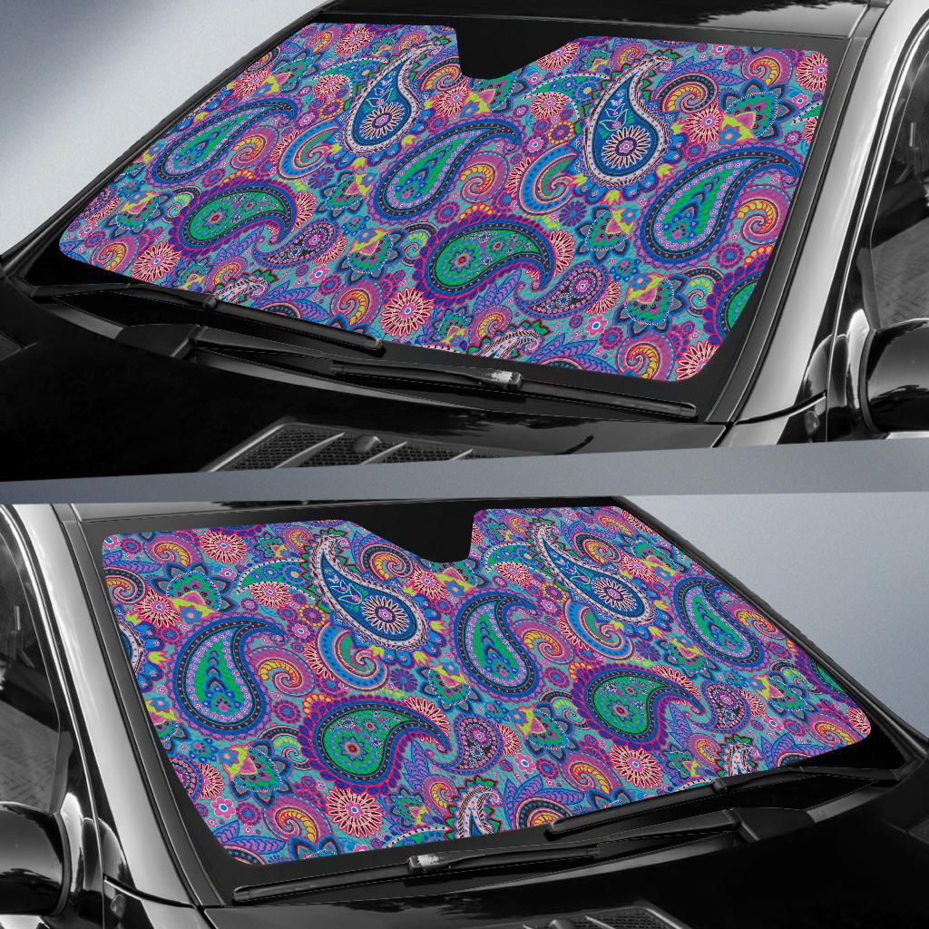 Paisley Colorful Pattern Print Design A02 Car Sun Shades-JORJUNE.COM