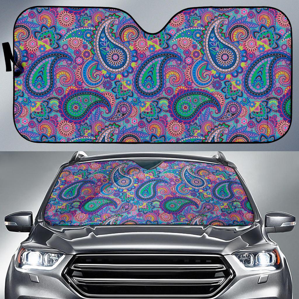 Paisley Colorful Pattern Print Design A02 Car Sun Shades-JORJUNE.COM