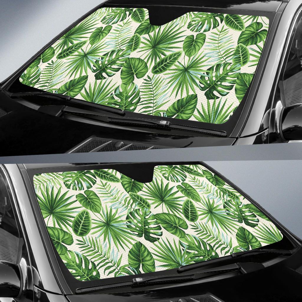 Palm Leaf Pattern Print Design A01 Car Sun Shades-JORJUNE.COM