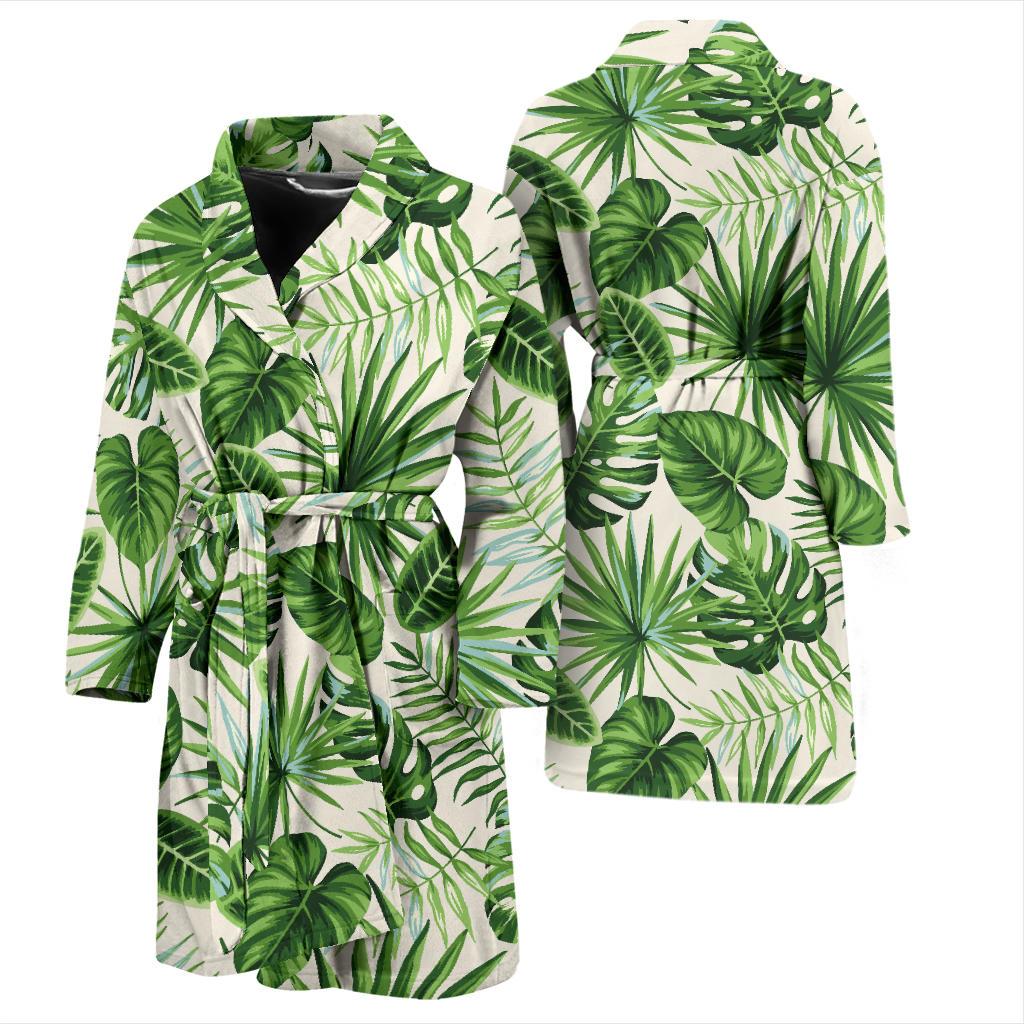 Palm Leaf Pattern Print Design A01 Men Bathrobe-JORJUNE.COM