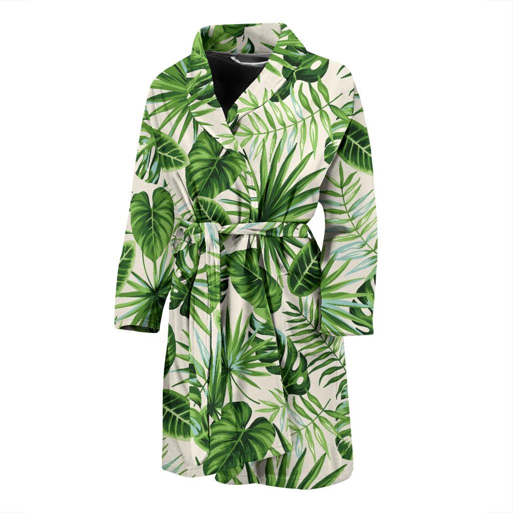 Palm Leaf Pattern Print Design A01 Men Bathrobe-JORJUNE.COM