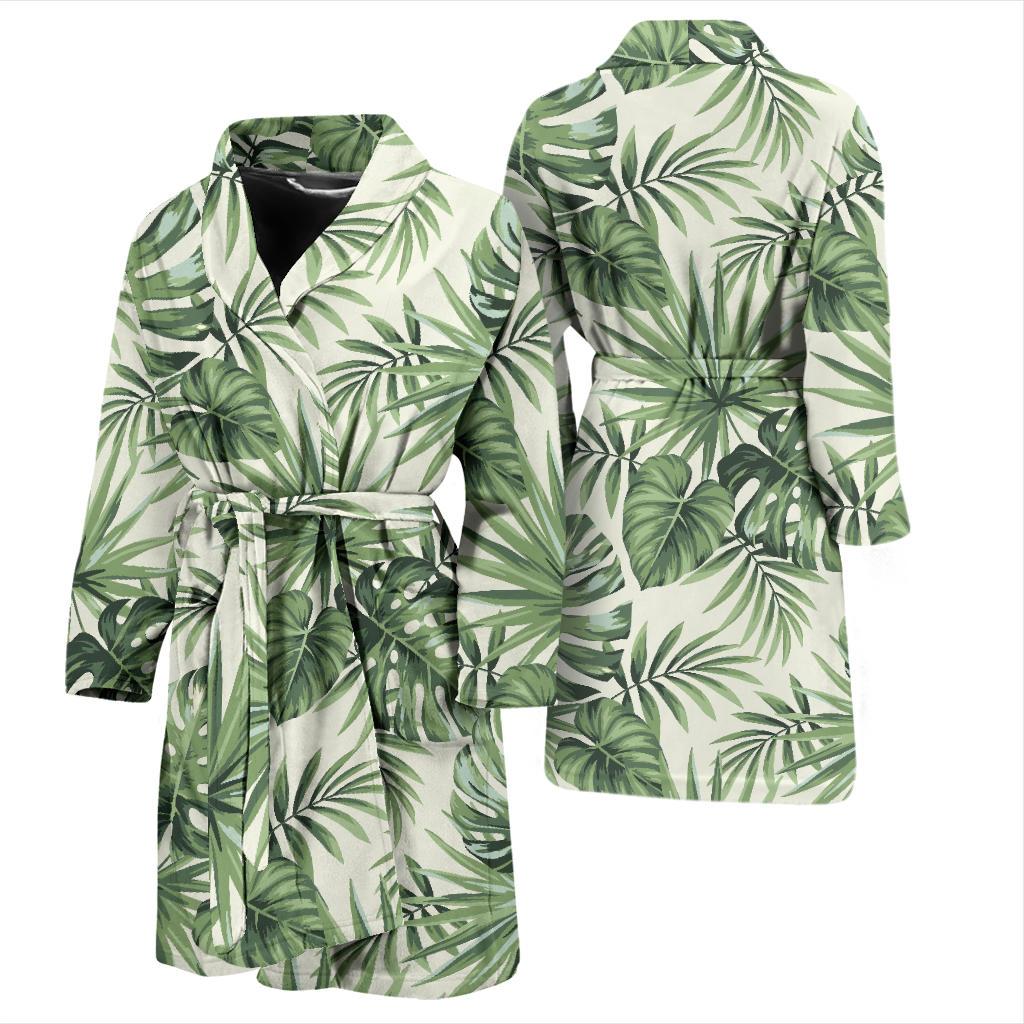 Palm Leaf Pattern Print Design A02 Men Bathrobe-JORJUNE.COM