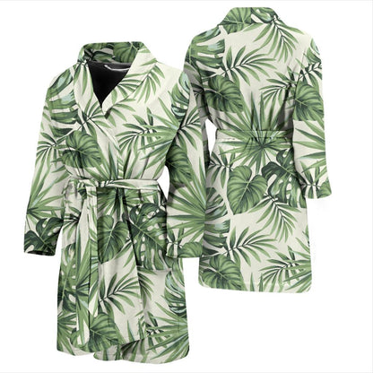 Palm Leaf Pattern Print Design A02 Men Bathrobe-JORJUNE.COM