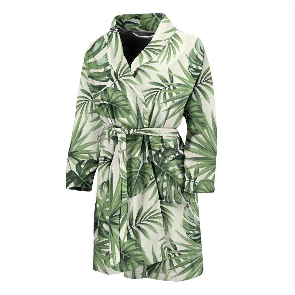 Palm Leaf Pattern Print Design A02 Men Bathrobe-JORJUNE.COM