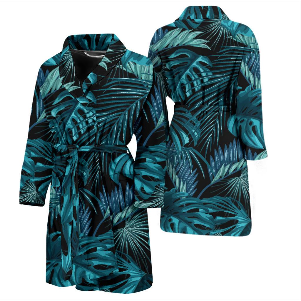 Palm Leaf Pattern Print Design A03 Men Bathrobe-JORJUNE.COM