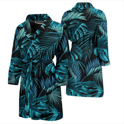 Palm Leaf Pattern Print Design A03 Men Bathrobe-JORJUNE.COM