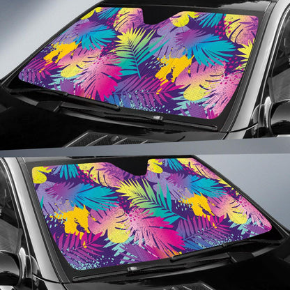 Palm Leaf Pattern Print Design A04 Car Sun Shades-JORJUNE.COM