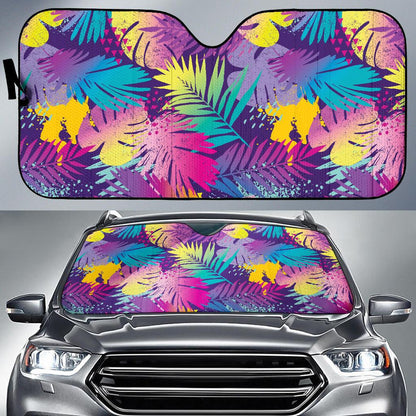 Palm Leaf Pattern Print Design A04 Car Sun Shades-JORJUNE.COM