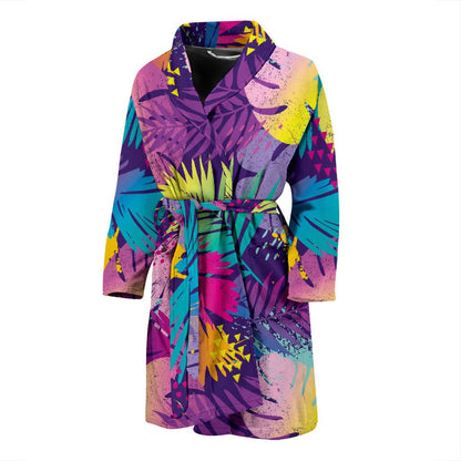 Palm Leaf Pattern Print Design A04 Men Bathrobe-JORJUNE.COM