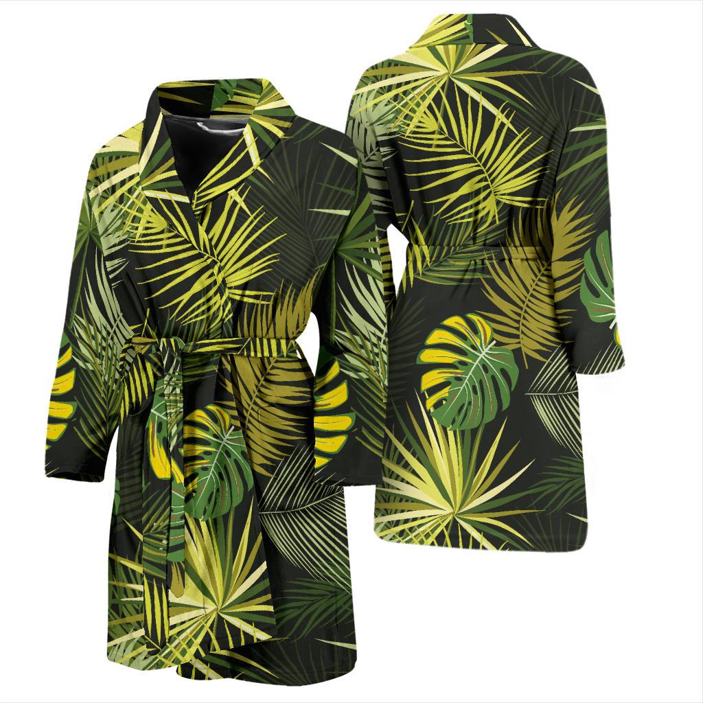 Palm Leaf Pattern Print Design A05 Men Bathrobe-JORJUNE.COM