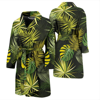 Palm Leaf Pattern Print Design A05 Men Bathrobe-JORJUNE.COM