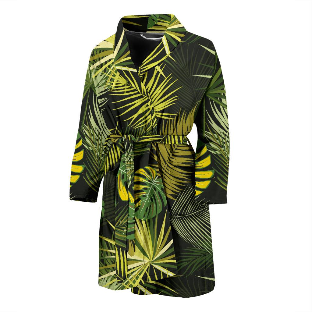 Palm Leaf Pattern Print Design A05 Men Bathrobe-JORJUNE.COM