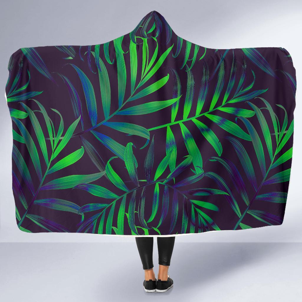 Palm Leaves Pattern Print Design PL01 Hooded Blanket-JORJUNE.COM