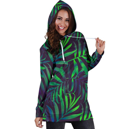 Palm Leaves Pattern Print Design PL01 Women Hoodie Dress