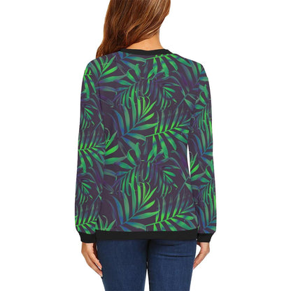 Palm Leaves Pattern Print Design PL01 Women Long Sleeve Sweatshirt-JorJune