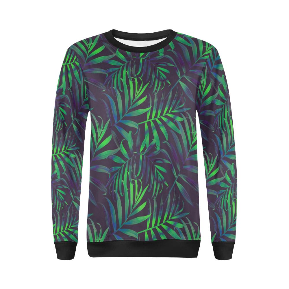 Palm Leaves Pattern Print Design PL01 Women Long Sleeve Sweatshirt-JorJune