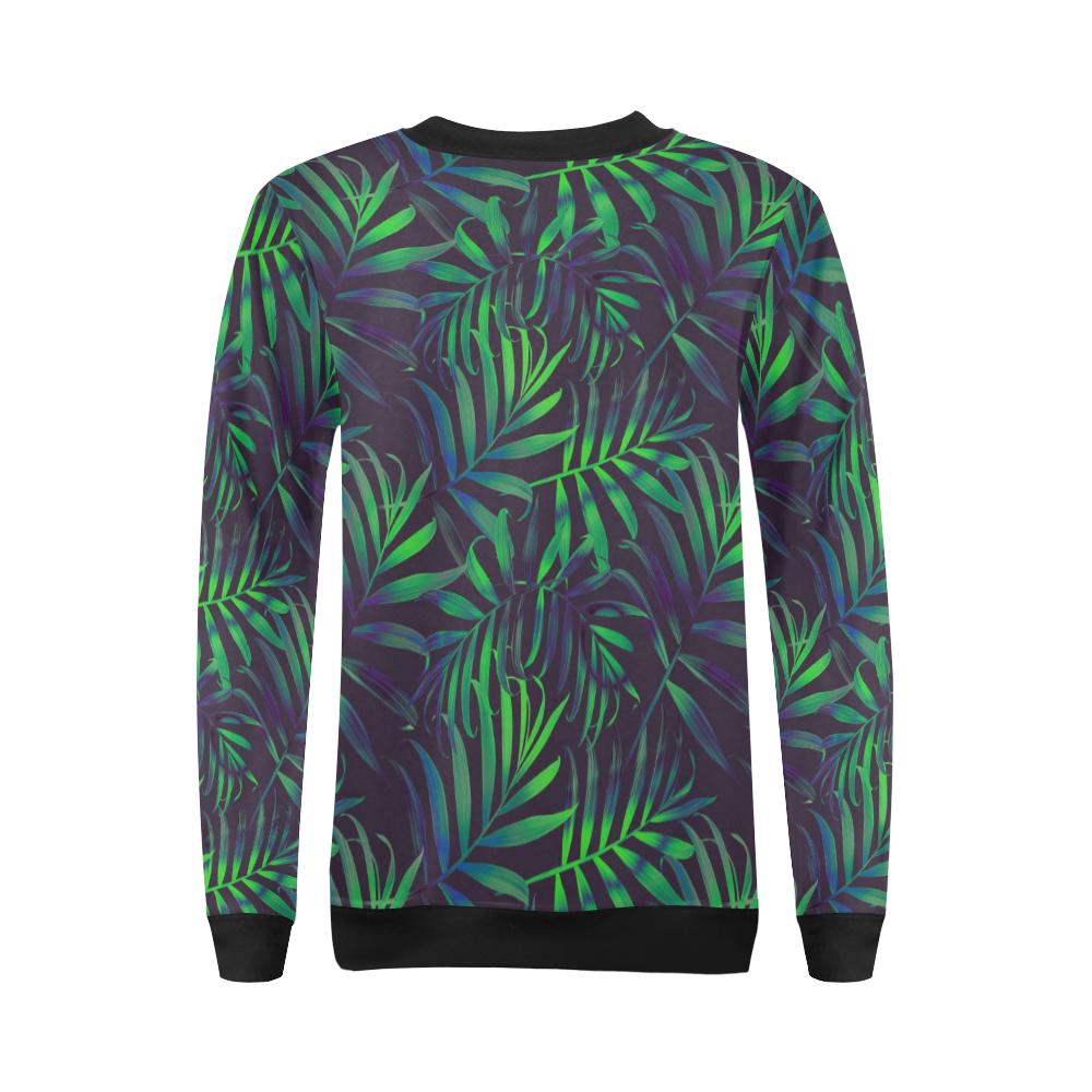 Palm Leaves Pattern Print Design PL01 Women Long Sleeve Sweatshirt-JorJune