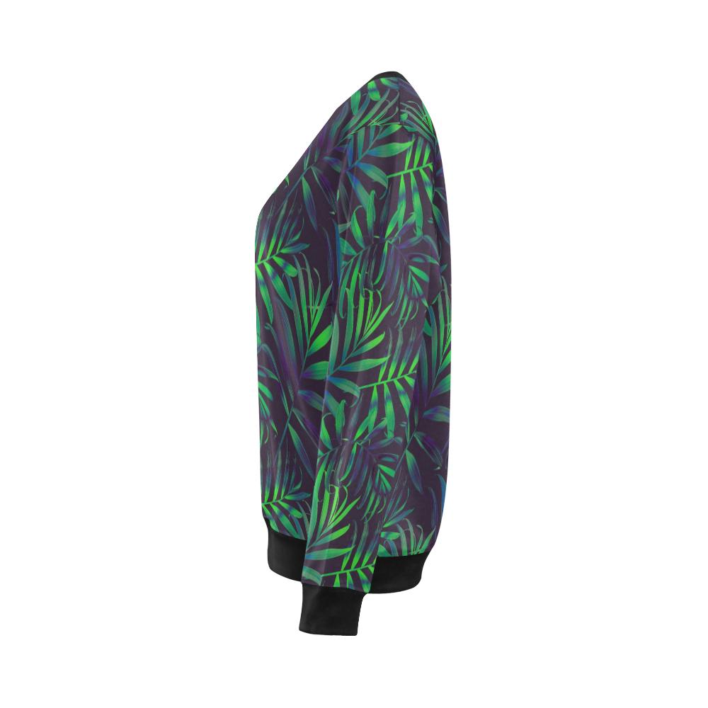 Palm Leaves Pattern Print Design PL01 Women Long Sleeve Sweatshirt-JorJune