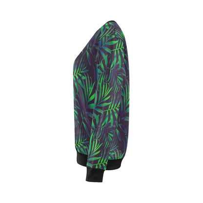 Palm Leaves Pattern Print Design PL01 Women Long Sleeve Sweatshirt-JorJune