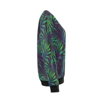 Palm Leaves Pattern Print Design PL01 Women Long Sleeve Sweatshirt-JorJune