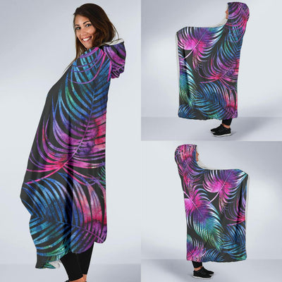 Palm Leaves Pattern Print Design PL010 Hooded Blanket-JORJUNE.COM