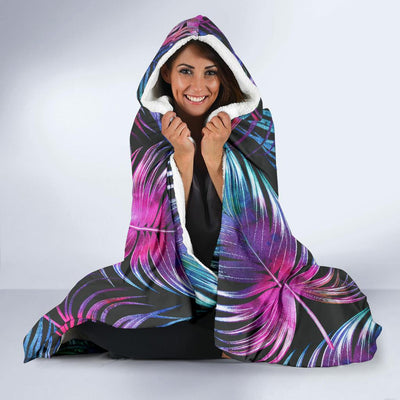 Palm Leaves Pattern Print Design PL010 Hooded Blanket-JORJUNE.COM