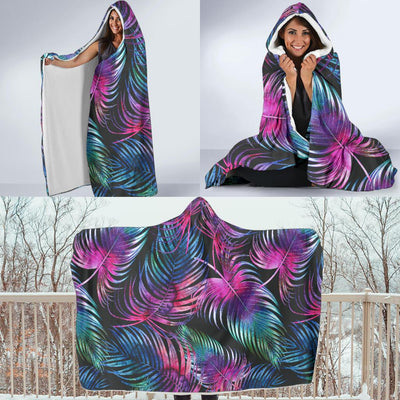 Palm Leaves Pattern Print Design PL010 Hooded Blanket-JORJUNE.COM